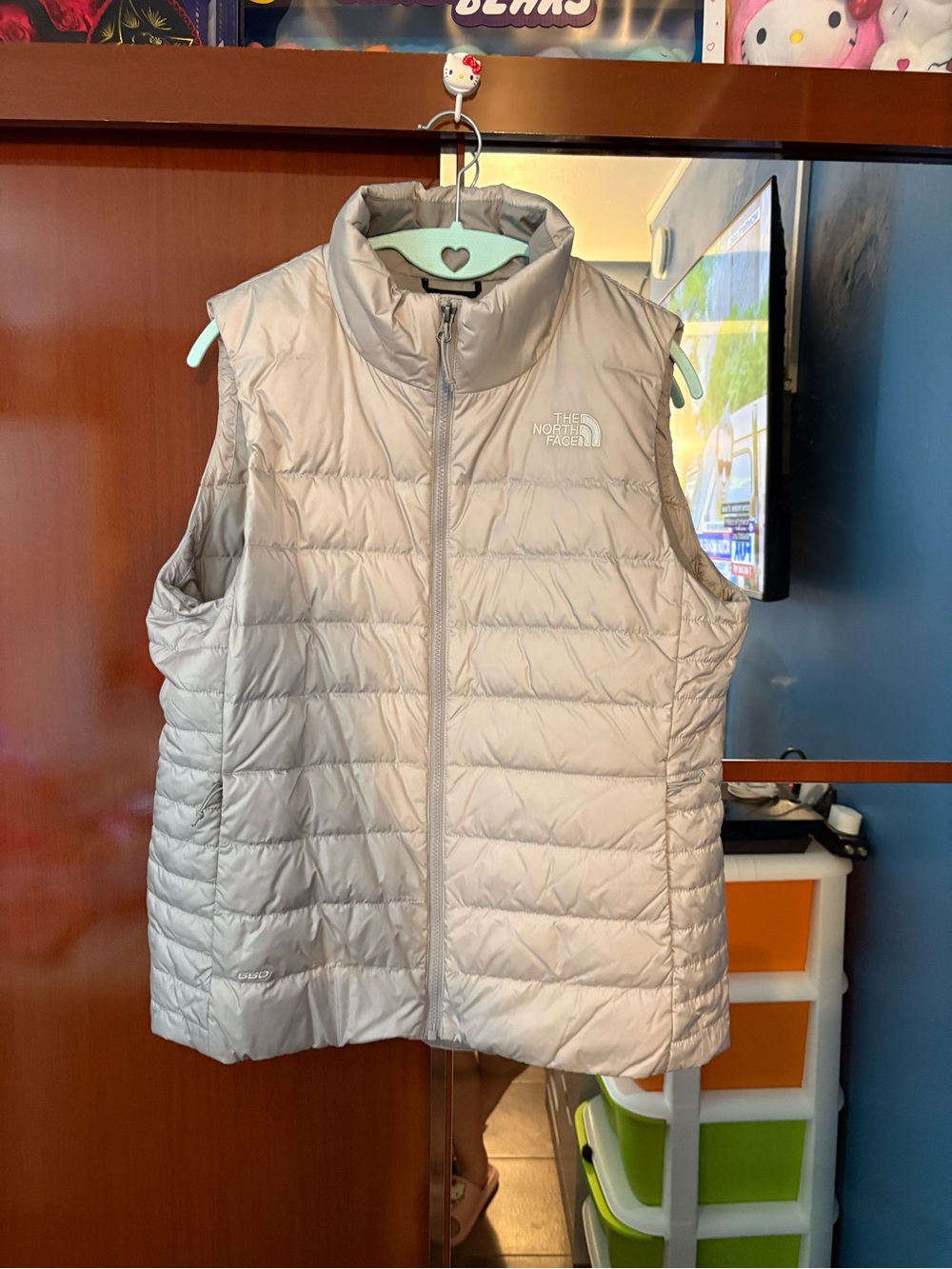 THE NORTH FACE TNF LDS 550 DOWN PUFFER VEST GRAY HEATHER